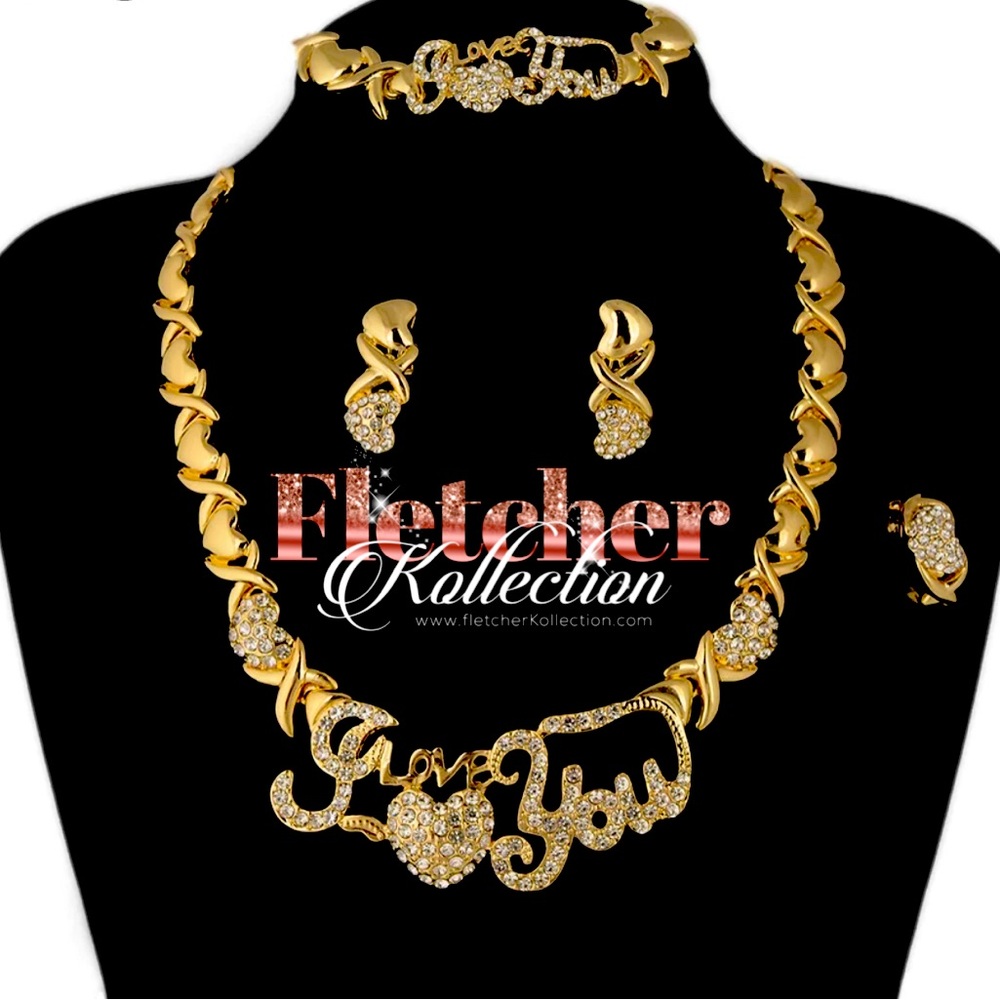 I Love ❤️ You XOXO Necklace 4pcs set